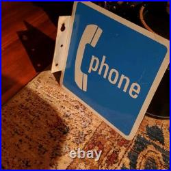 Vintage Original Payphone Telephone Phone Advertising Flange Sign Vintage Original Payphone Telephone Phone Advertising Flange Sign