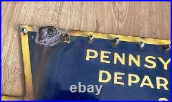 Vintage Original Pennsylvania PA PORCELAIN Keystone Inspection Station Sign 50s