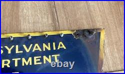 Vintage Original Pennsylvania PA PORCELAIN Keystone Inspection Station Sign 50s