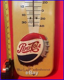 Vintage Original Pepsi Cola Light Refreshment Advertising Thermometer Sign RA-57