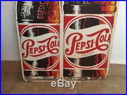 Vintage Original Pepsi Cola Mexican Bottle Tin Metal Wall Sign From 50's Bigsize