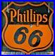 Vintage-Original-Phillips-66-Oil-Company-Two-Sided-Ring-Porcelain-Sign-Good-01-wwx