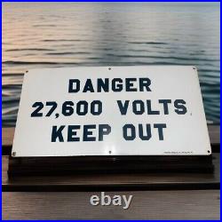 Vintage Original Porcelain Advertising Danger Keep Out High Voltage Sign