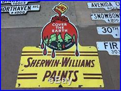 Vintage Original Porcelain Advertising Sign Large Two Sided Sherwin Williams