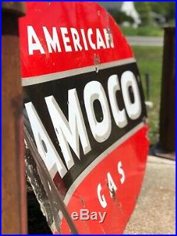 Vintage Original Porcelain Gas Oil Advertising Sign AMOCO American Gas