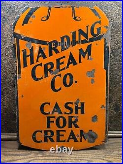 Vintage Original Porcelain HARDING CREAM CO. Advertising SIGN Dairy / Farm