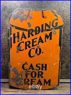 Vintage Original Porcelain HARDING CREAM CO. Advertising SIGN Dairy / Farm