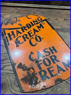 Vintage Original Porcelain HARDING CREAM CO. Advertising SIGN Dairy / Farm