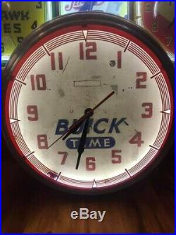 Vintage Original Quality Buick Neon Dealer Advertising Clock Sign Runs