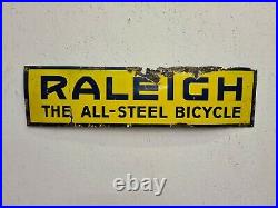 Vintage Original Raleigh Enamel Advertising Sign