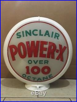 Vintage Original SINCLAIR GASOLINE GLOBE Glass Lens Sign Gas Pump Power X Octane