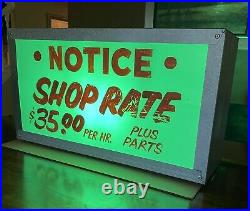 Vintage Original Shop Rate Service Station Gas Station Lighted Sign