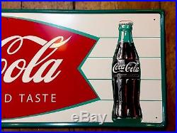 Vintage Original Sign-COCA COLA COKE FISHTAIL Advertising Soda Sign