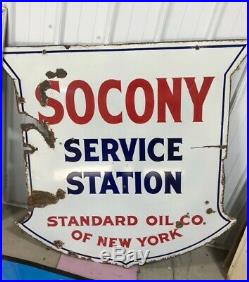 Vintage Original Socony Porcelain Sign 48 Gas Station Standard Oil Company