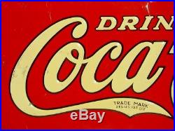 Vintage Original Tin Drink Coca-Cola Sign, Dasco 1931, Soda Pop Advertising
