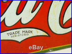 Vintage Original Tin Drink Coca-Cola Sign, USA 1930, Soda Pop Advertising