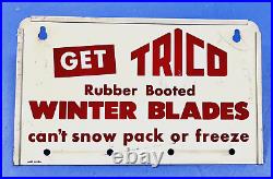 Vintage Original Trico Wiper Blade Sign Snowman Winter Graphic Rare Sign Gas Oil