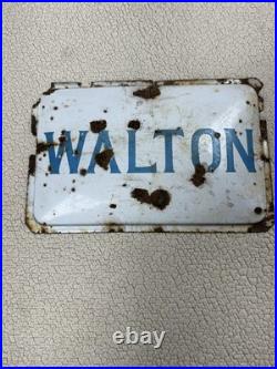 Vintage Original WALTON Metal Porcelain Advertising Sign 14 x 9 RARE