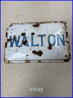 Vintage Original WALTON Metal Porcelain Advertising Sign 14 x 9 RARE