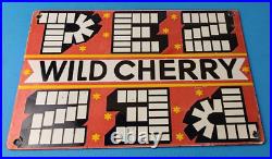 Vintage PEZ Wild Cherry Sign Porcelain Candy Dispenser Man Cave Pump Sign