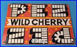 Vintage PEZ Wild Cherry Sign Porcelain Candy Dispenser Man Cave Pump Sign