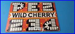 Vintage PEZ Wild Cherry Sign Porcelain Candy Dispenser Man Cave Pump Sign