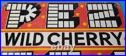 Vintage PEZ Wild Cherry Sign Porcelain Candy Dispenser Man Cave Pump Sign