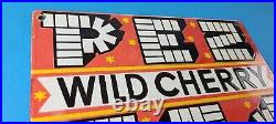 Vintage PEZ Wild Cherry Sign Porcelain Candy Dispenser Man Cave Pump Sign