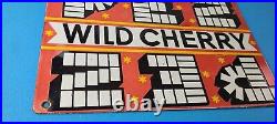 Vintage PEZ Wild Cherry Sign Porcelain Candy Dispenser Man Cave Pump Sign