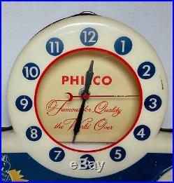 Vintage PHILCO TUBES ADVERTISING LIGHT UP CLOCK SIGN GLOW SIGN CO