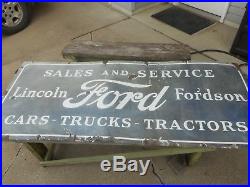 Vintage PORCELAIN LINCOLN FORD FORDSON CARS TRUCKS TRACTORS Advertising SIGN