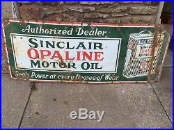 Vintage PORCELAIN Sinclair Gas Station Oil Advertising Sign with Can ORIGINAL