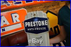 Vintage PRESTONE ANTI-FREEZE THERMOMETER PORCELAIN Gas Oil Sign Advertising