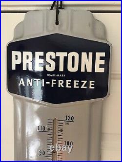 Vintage PRESTONE ANTI-FREEZE THERMOMETER Porcelain Gas Oil Sign Advertising 36