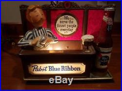 Vintage Pabst Blue Ribbon Advertising Beer Sign Ad Counter Display With Light
