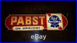 Vintage Pabst Blue Ribbon Beer Lighted Sign Advertising Man Cave Bar