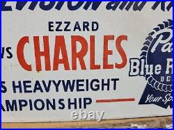 Vintage Pabst Blue Ribbon Beer Porcelain Sign Boxing Joe Louis Ezzard Charles