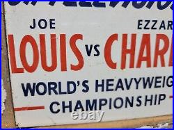 Vintage Pabst Blue Ribbon Beer Porcelain Sign Boxing Joe Louis Ezzard Charles