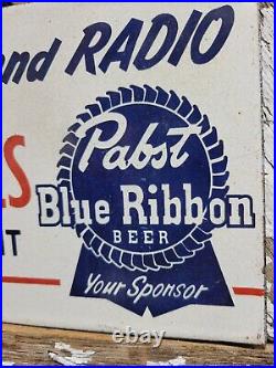 Vintage Pabst Blue Ribbon Beer Porcelain Sign Boxing Joe Louis Ezzard Charles