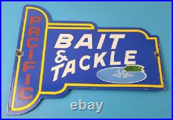 Vintage Pacific Bait Tackle Sign Porcelain Fishing Service Gas Pump Sign