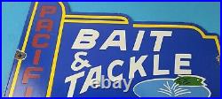 Vintage Pacific Bait Tackle Sign Porcelain Fishing Service Gas Pump Sign