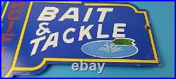 Vintage Pacific Bait Tackle Sign Porcelain Fishing Service Gas Pump Sign