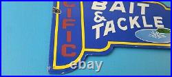 Vintage Pacific Bait Tackle Sign Porcelain Fishing Service Gas Pump Sign