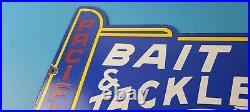 Vintage Pacific Bait Tackle Sign Porcelain Fishing Service Gas Pump Sign