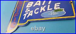 Vintage Pacific Bait Tackle Sign Porcelain Fishing Service Gas Pump Sign