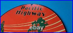 Vintage Pacific Highway Gasoline Porcelain Enamel Gas Service Station Pump Sign