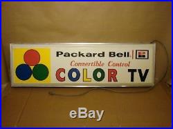 Vintage Packard Bell Color TV Television LIGHT UP SIGN, advertisement, electric