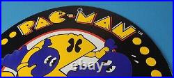 Vintage Pacman Sign Gas Pump Maze Action Game Man Cave Arcade Porcelain Sign