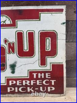 Vintage Painted Drink Up'n Up The Perfect Pick Up Metal Soda Advertising Sign