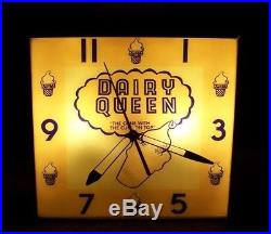 Vintage Pam Dairy Queen Advertising Lighted Clock Sign 1950-60's